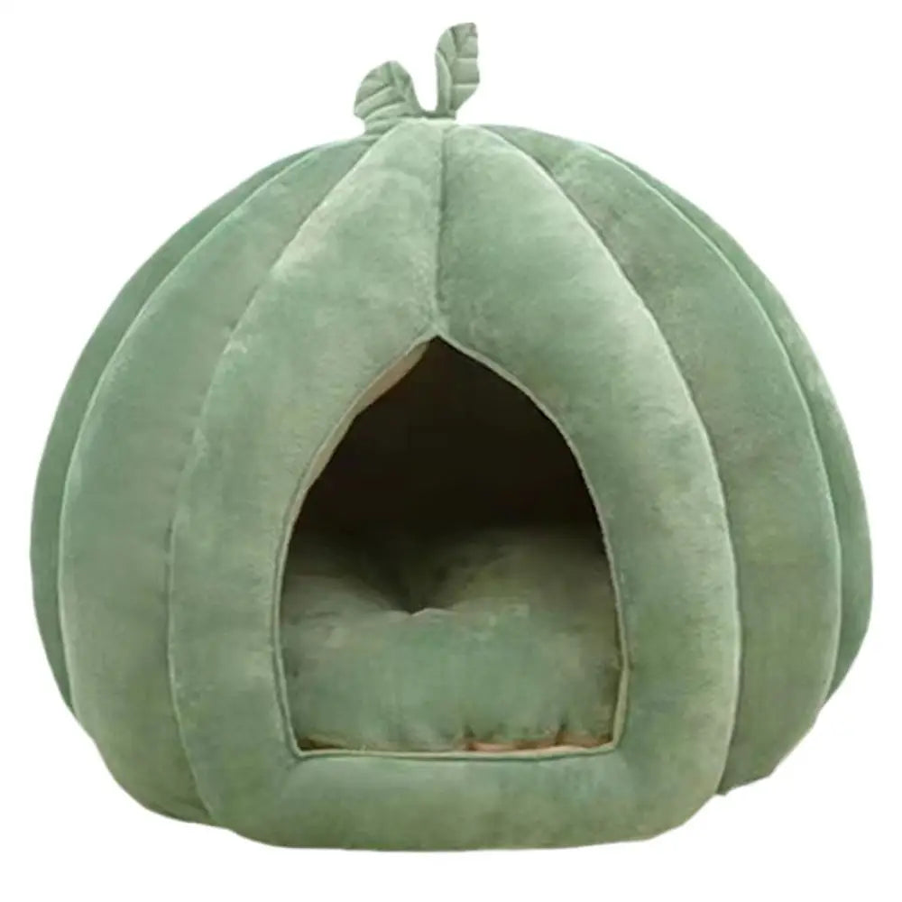 CozyNest Pumpkin Cat Bed for Deep Sleep and Winter Warmth