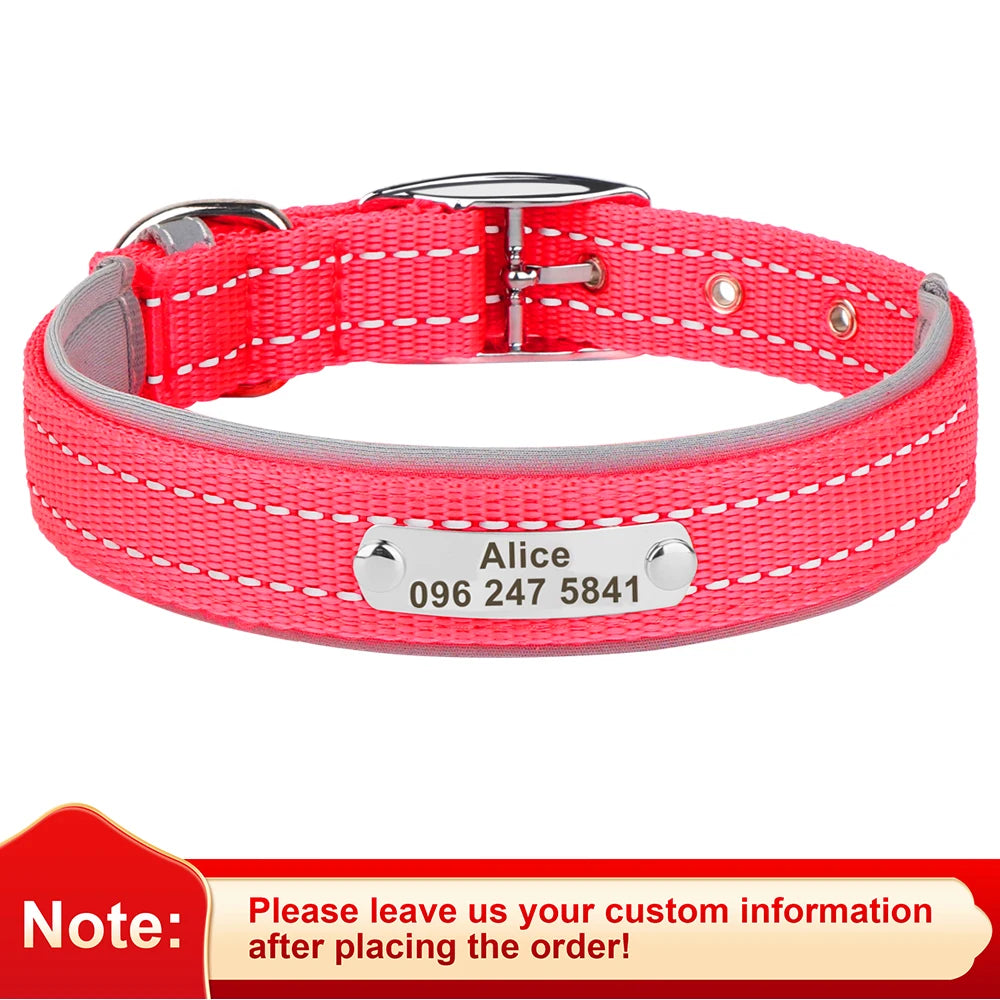 Personalized Nylon Dog Collar with Reflective ID Tag