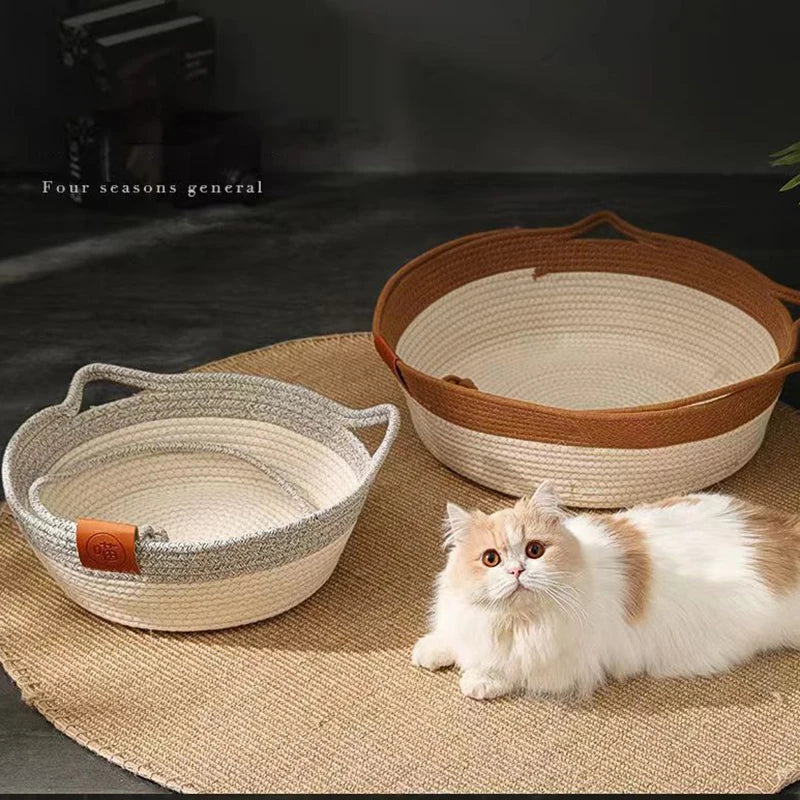 Madden Handwoven Rattan Cat Bed Basket
