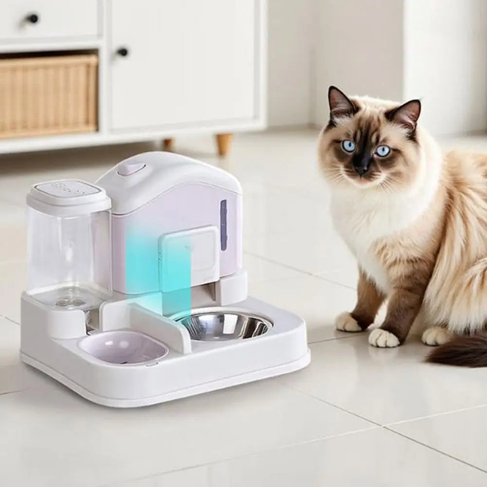 2-in-1 Automatic Cat Water Fountain & Feeder