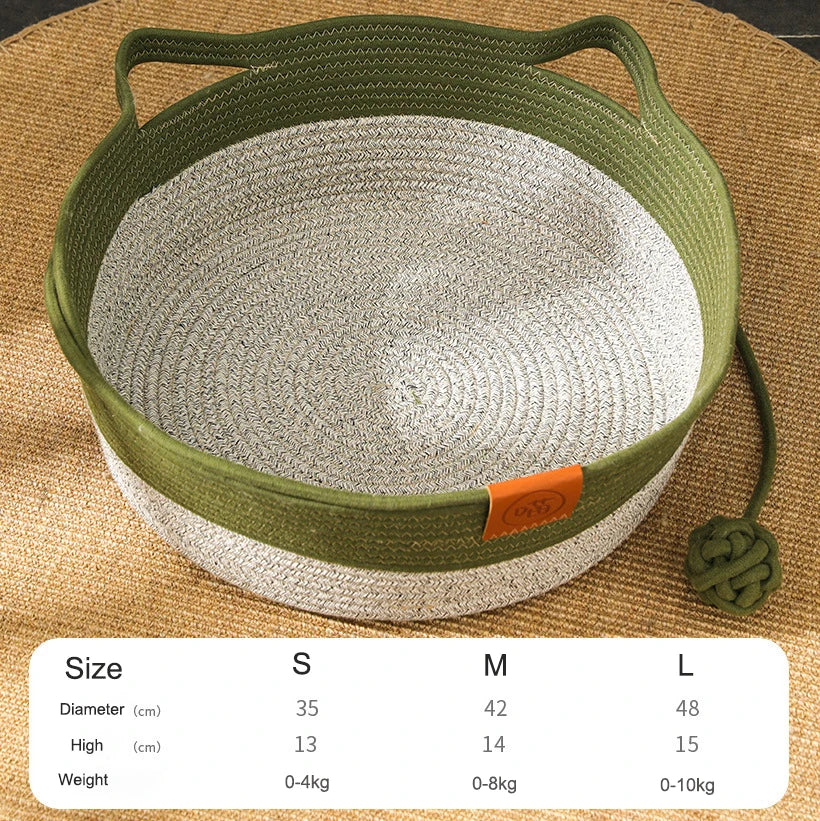 Madden Handwoven Rattan Cat Bed Basket
