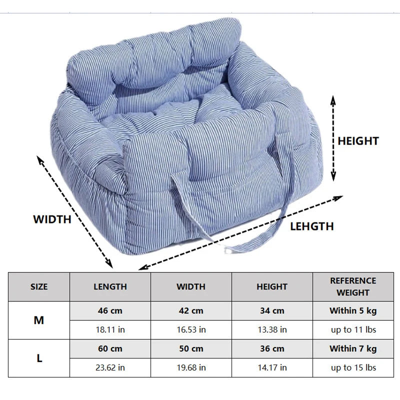 Pet Car Seat Bed – Travel Booster for Small Pets