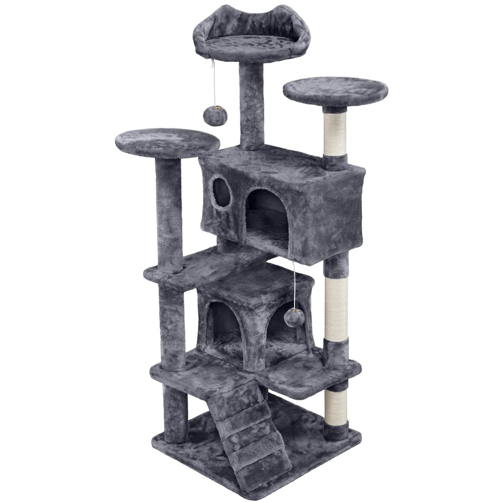 CozyPaws 54" Cat Tree with Condos, Balls & Scratching Posts