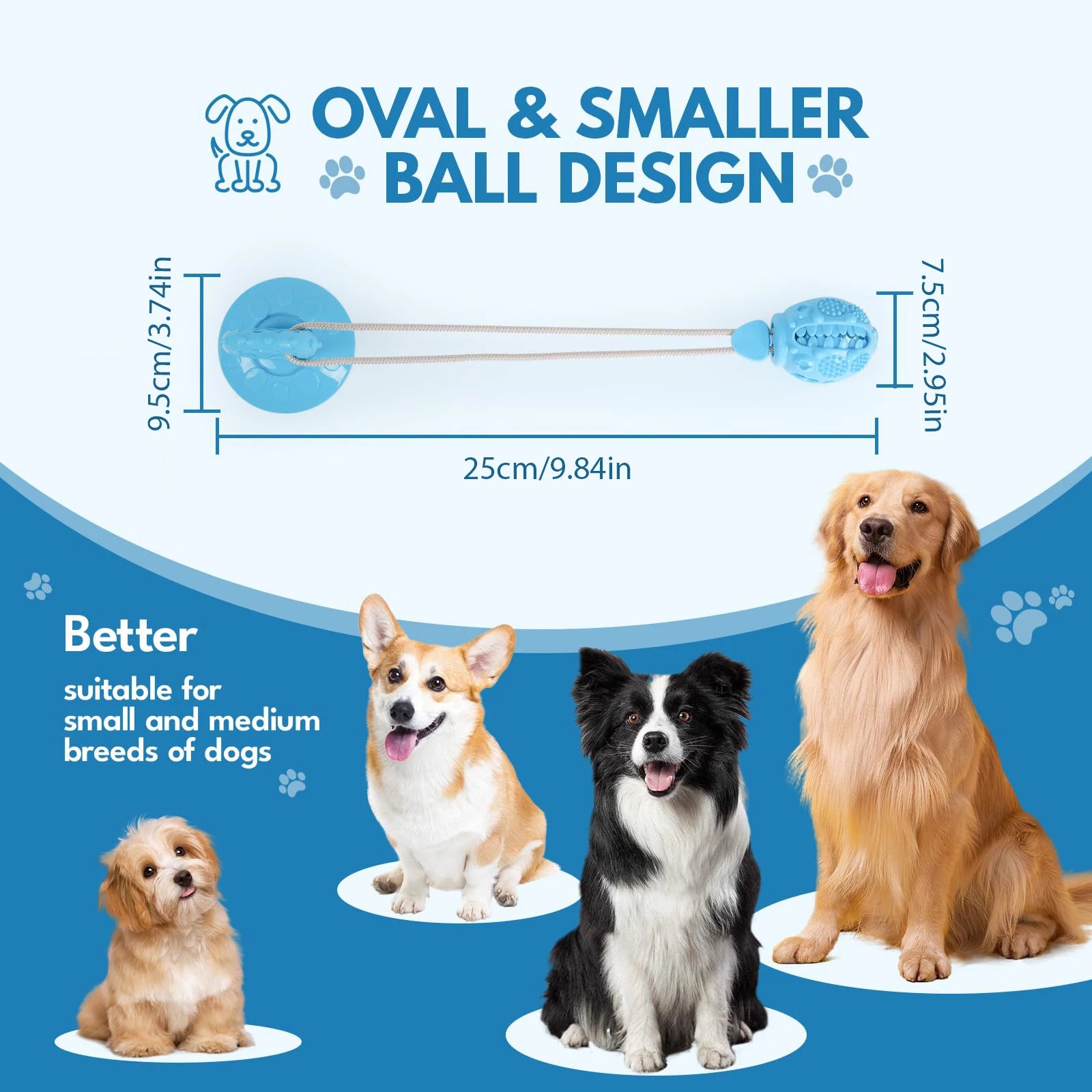 CozyPaws Suction Tug Toy with Chew Ball