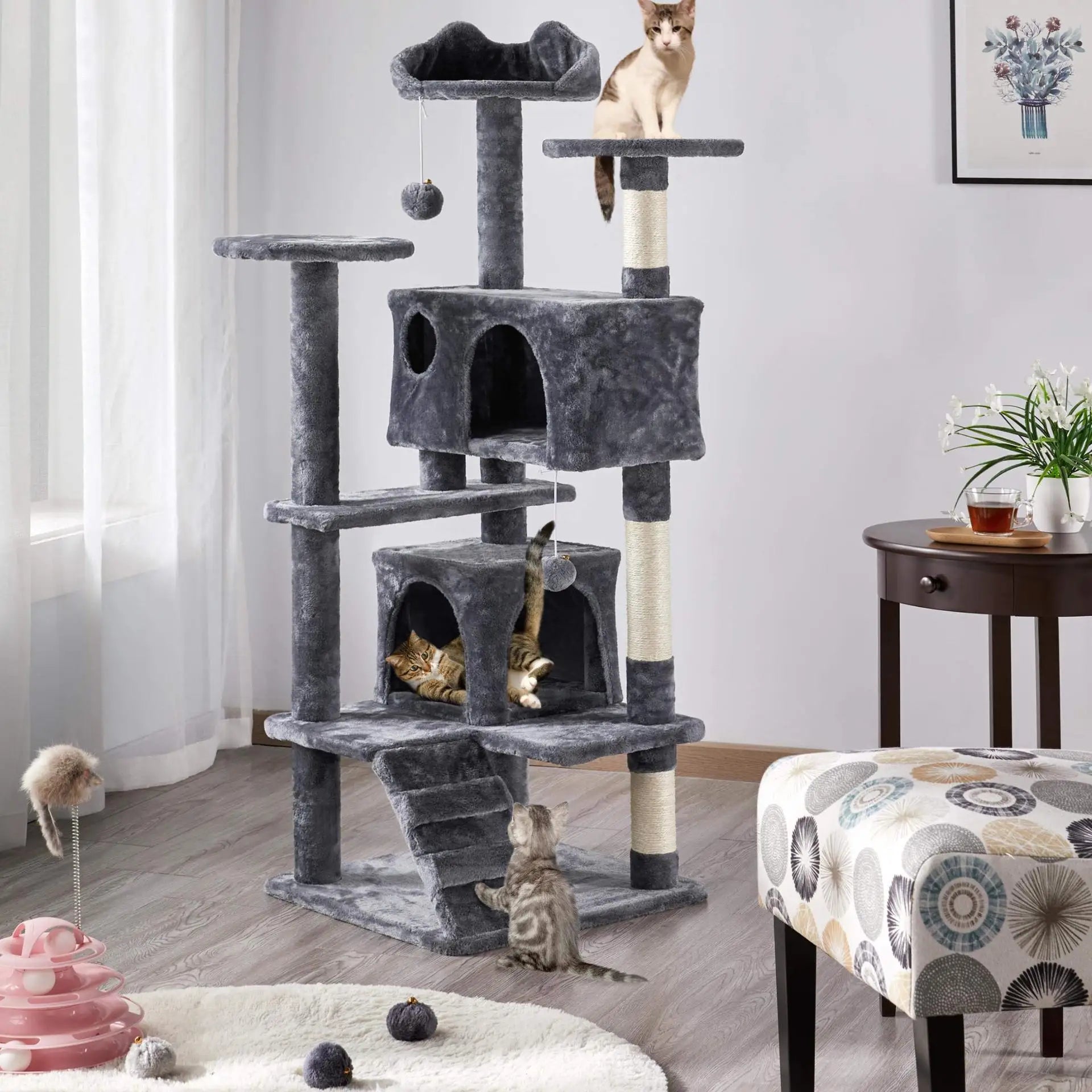 CozyPaws Large Cat Tree Tower with Scratching Posts