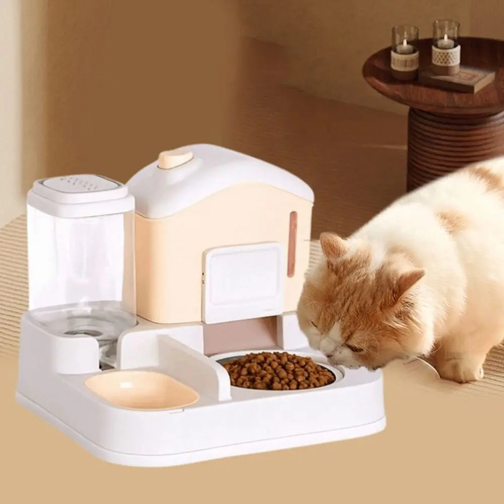2-in-1 Automatic Cat Water Fountain & Feeder