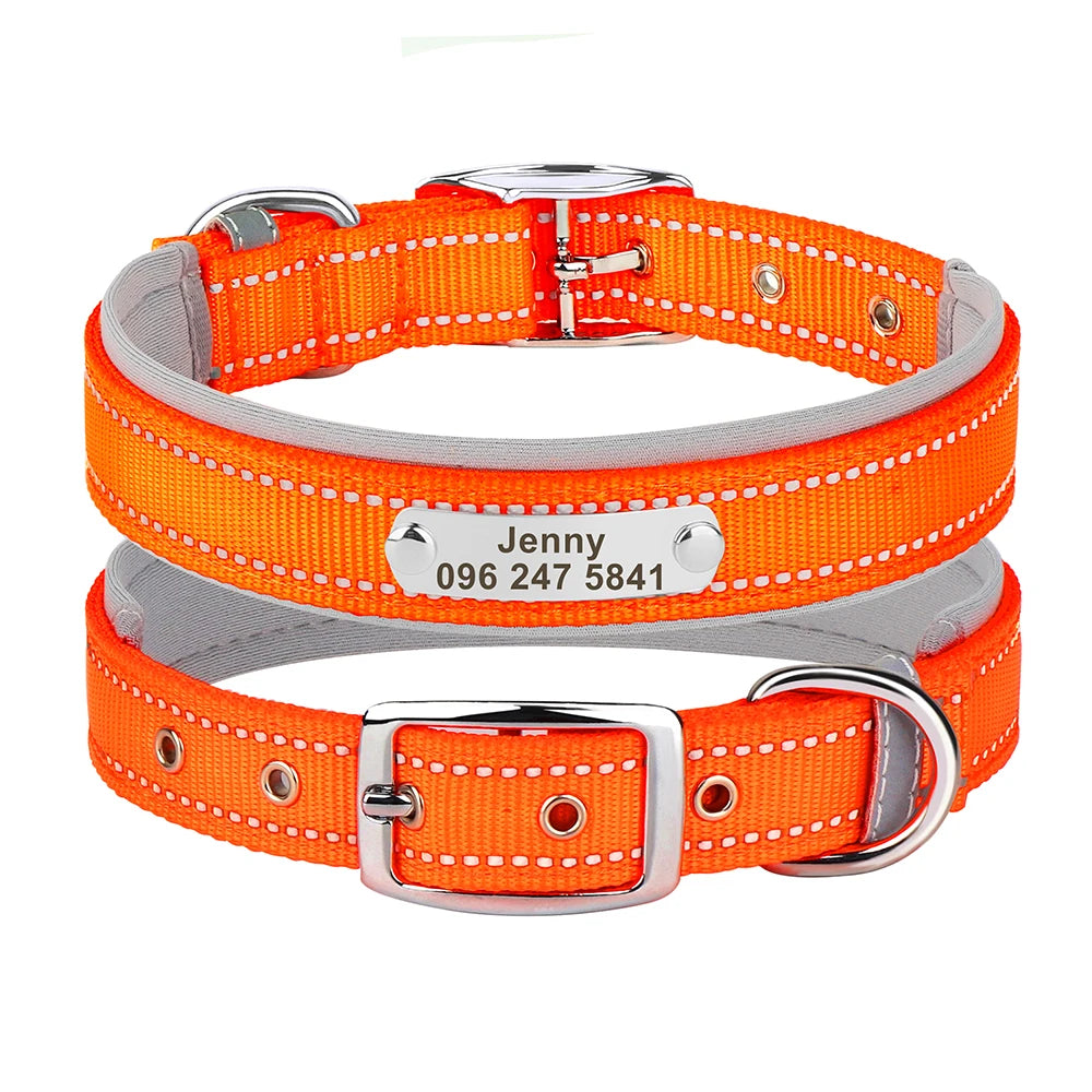Personalized Nylon Dog Collar with Reflective ID Tag