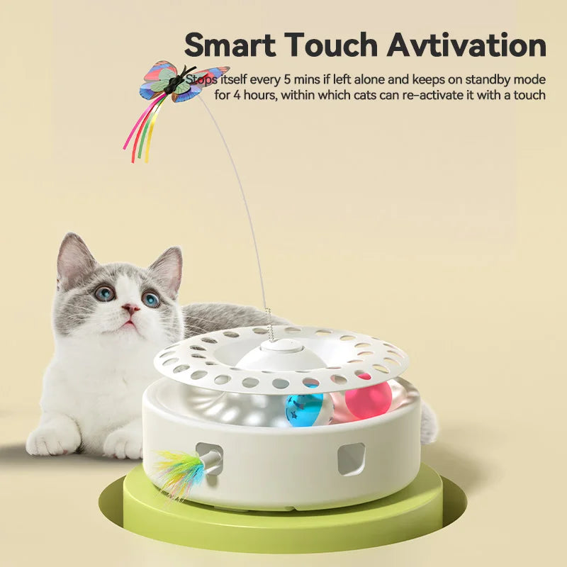 ROJECO 3-in-1 Smart Cat Toy Set with Butterfly, Balls, and Feather
