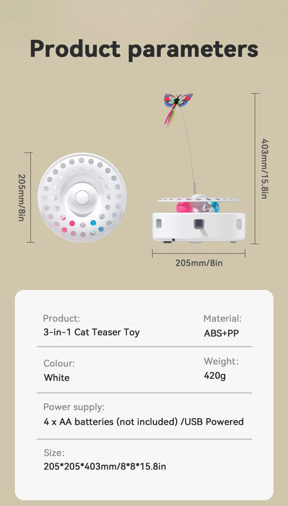 ROJECO 3-in-1 Smart Cat Toy Set with Butterfly, Balls, and Feather