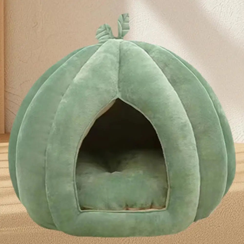 CozyNest Pumpkin Cat Bed for Deep Sleep and Winter Warmth