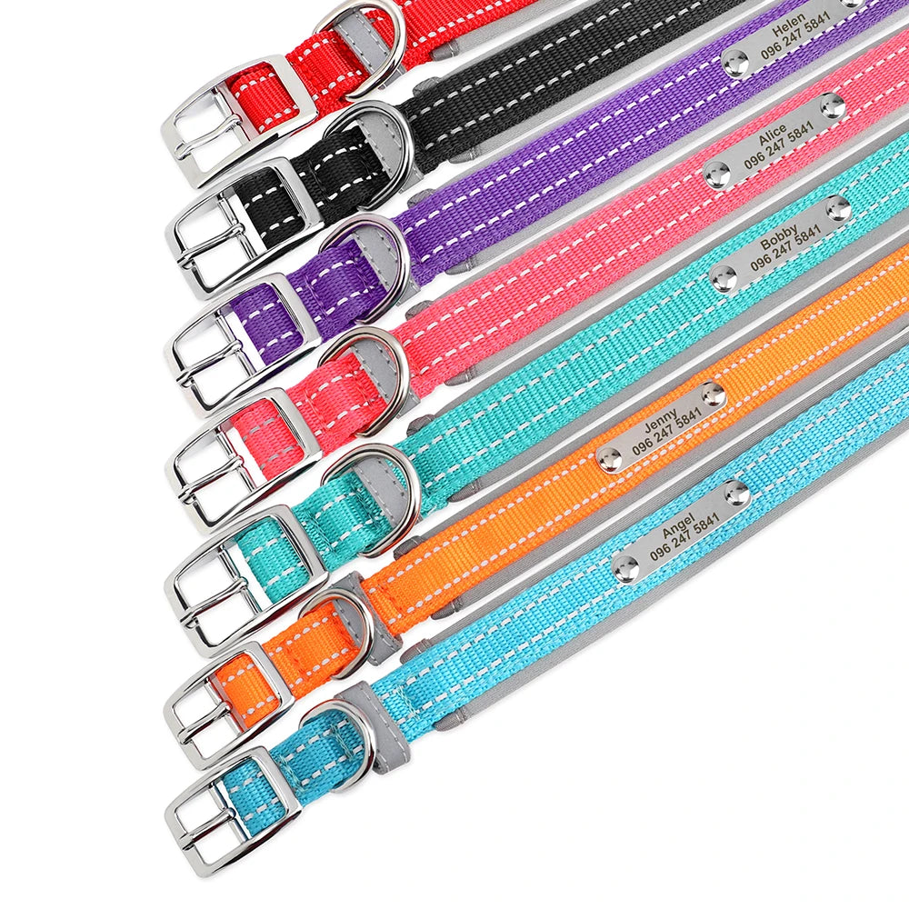 Personalized Nylon Dog Collar with Reflective ID Tag