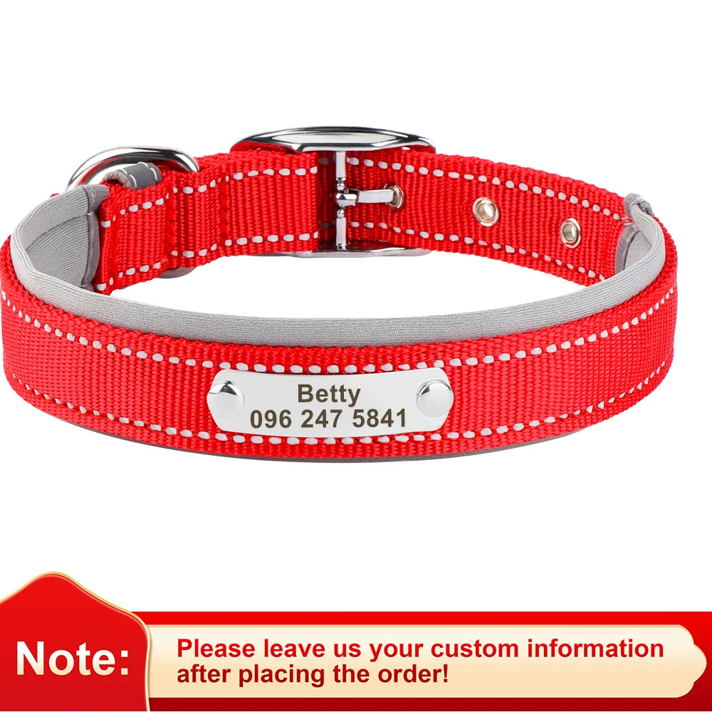 Reflective Personalized Dog Collar with ID Tag