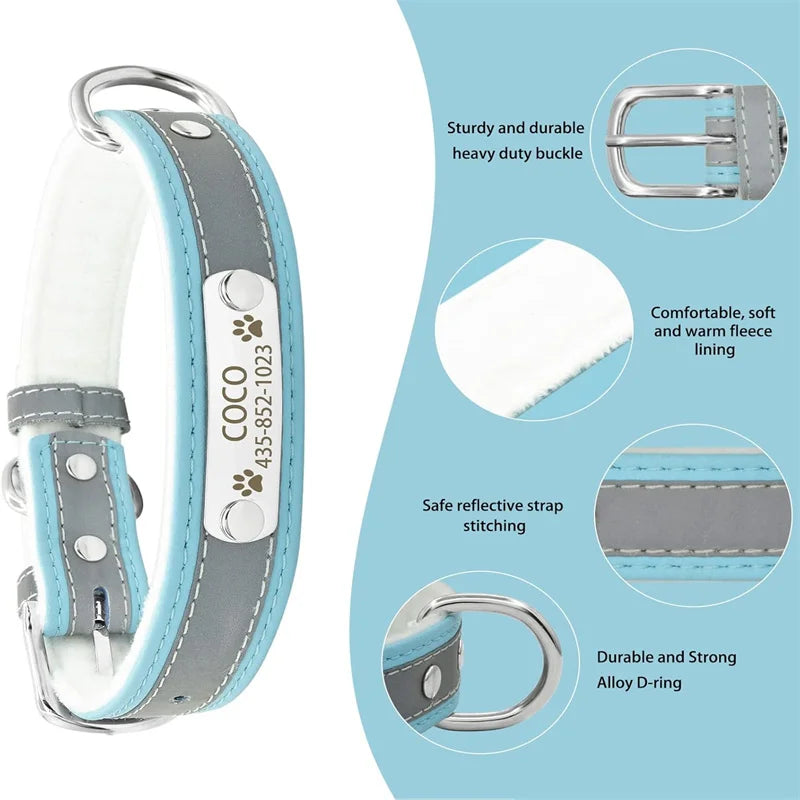 Personalized Reflective Dog Collar with ID Tag
