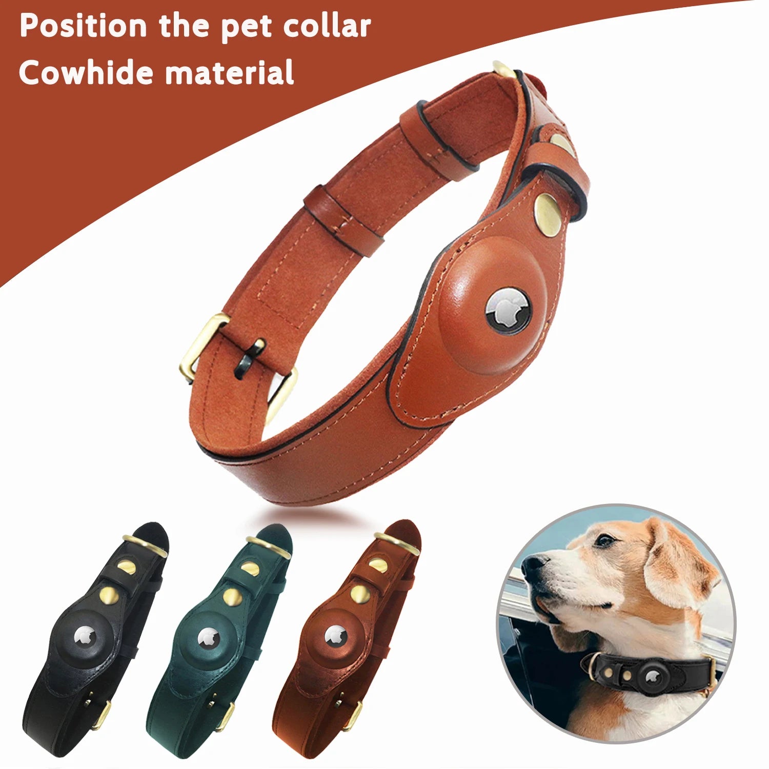 AirTag Holder Dog Collar – Leather