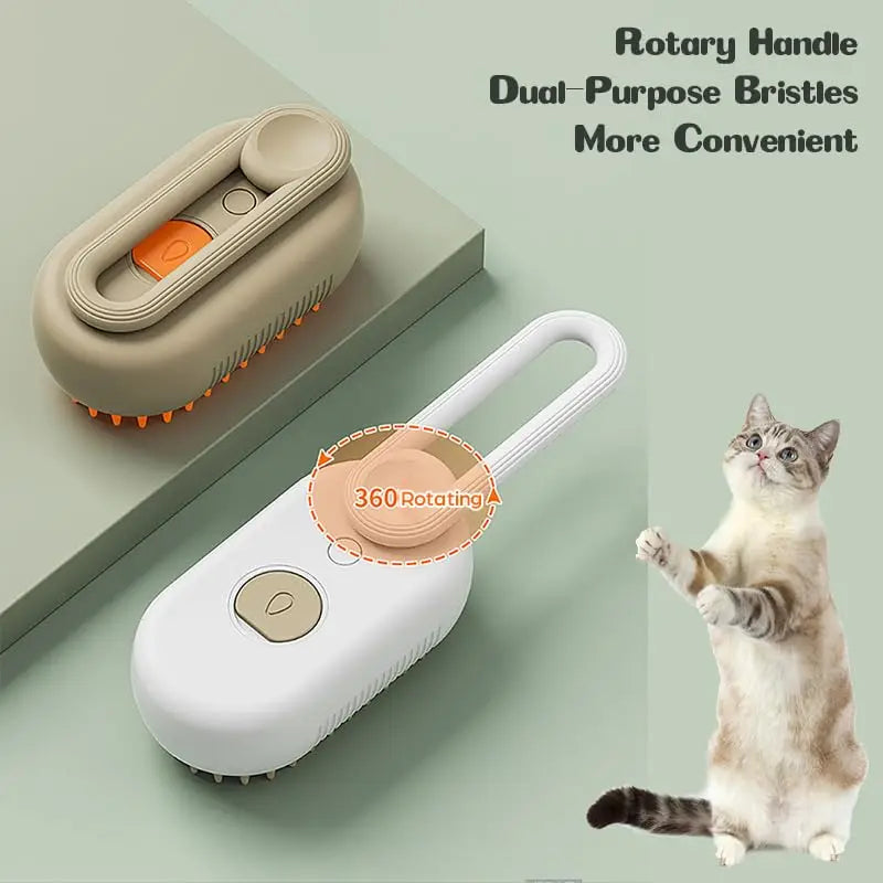 3-in-1 Steamy Pet Grooming BrushTangled and Loose Hair