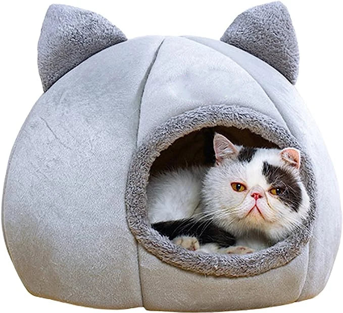 🛏️ CozyPet Tent Bed – Self-Warming Hideaway for Cats & Small Dogs