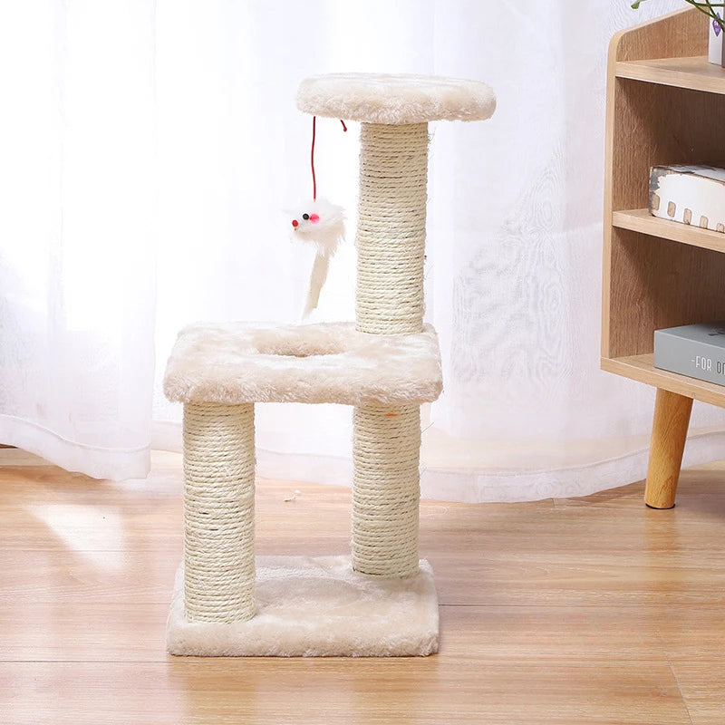 CozyPaws Multi-Level Cat Tower with Scratching Posts and Plush Basket