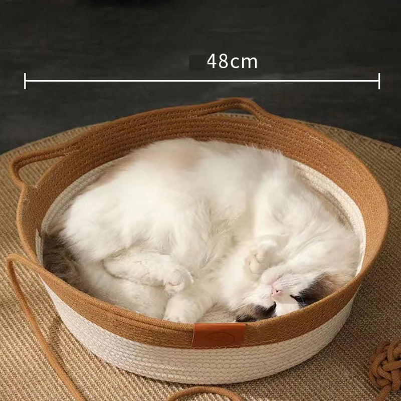 Madden Handwoven Rattan Cat Bed Basket