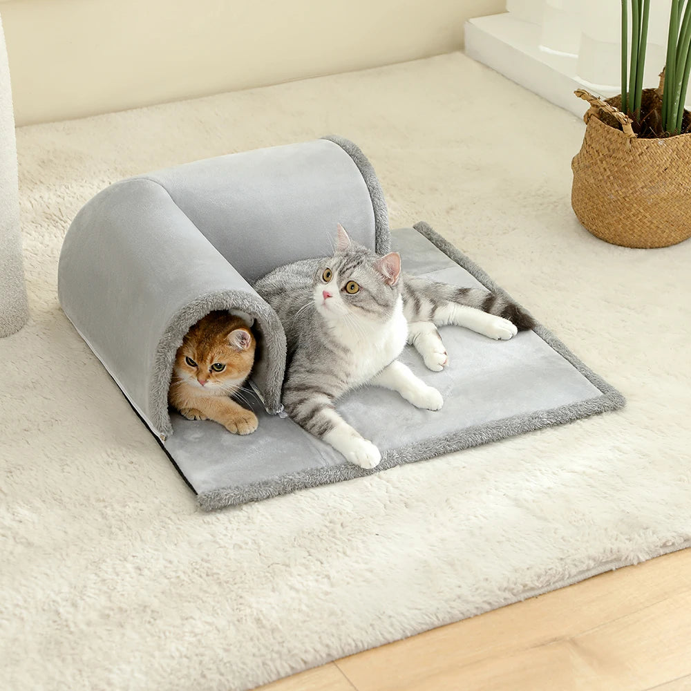 CozyPaws Cat Tunnel Bed with Hanging Balls