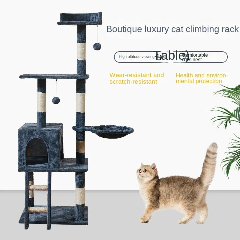 CozyPaws Multi-Layer Cat Tree Tower with Scratching Post and Ladder