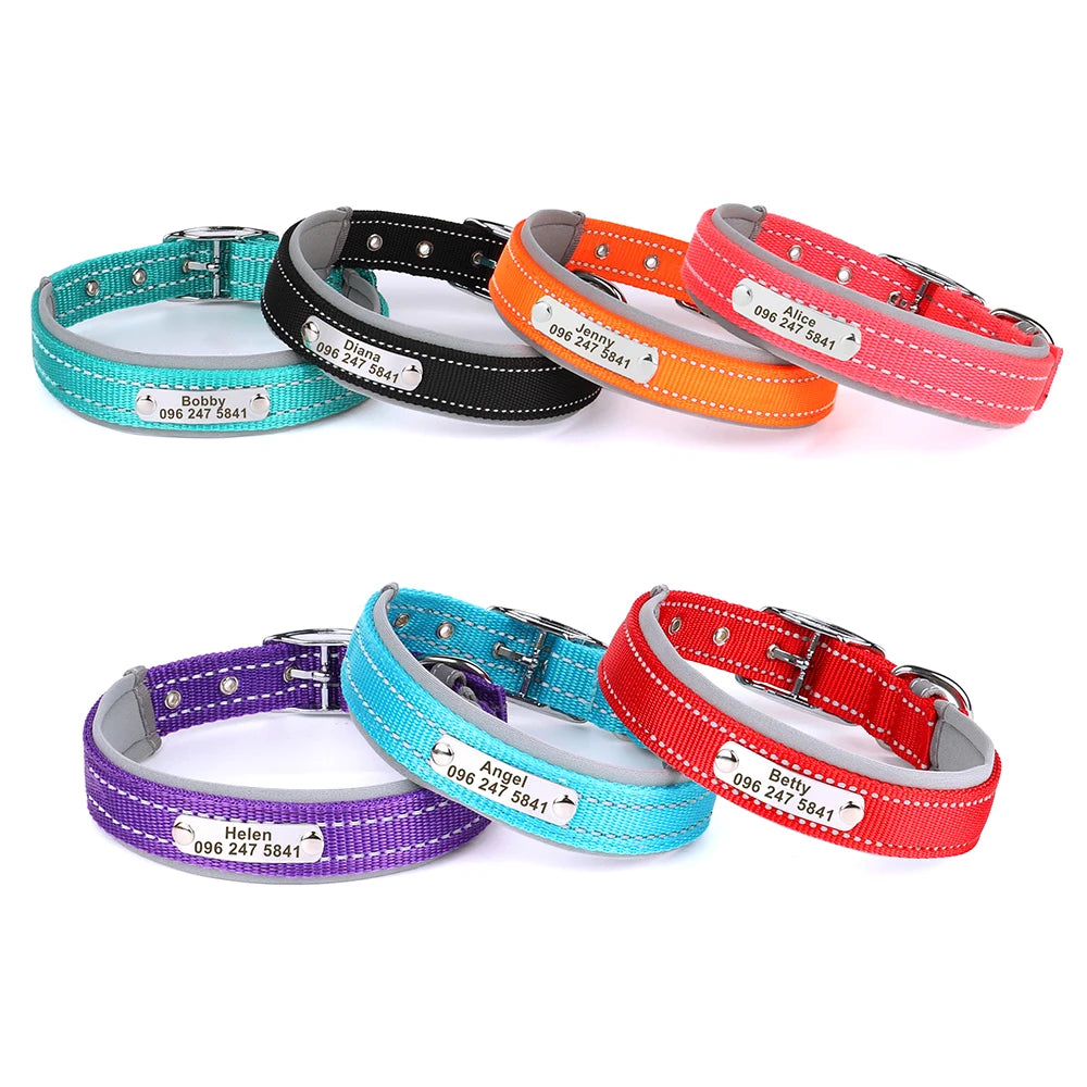 Personalized Nylon Dog Collar with Reflective ID Tag