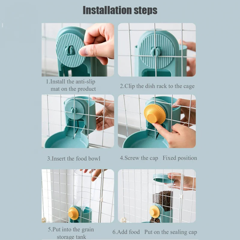 Automatic Hanging Pet Feeder & Water Bottle