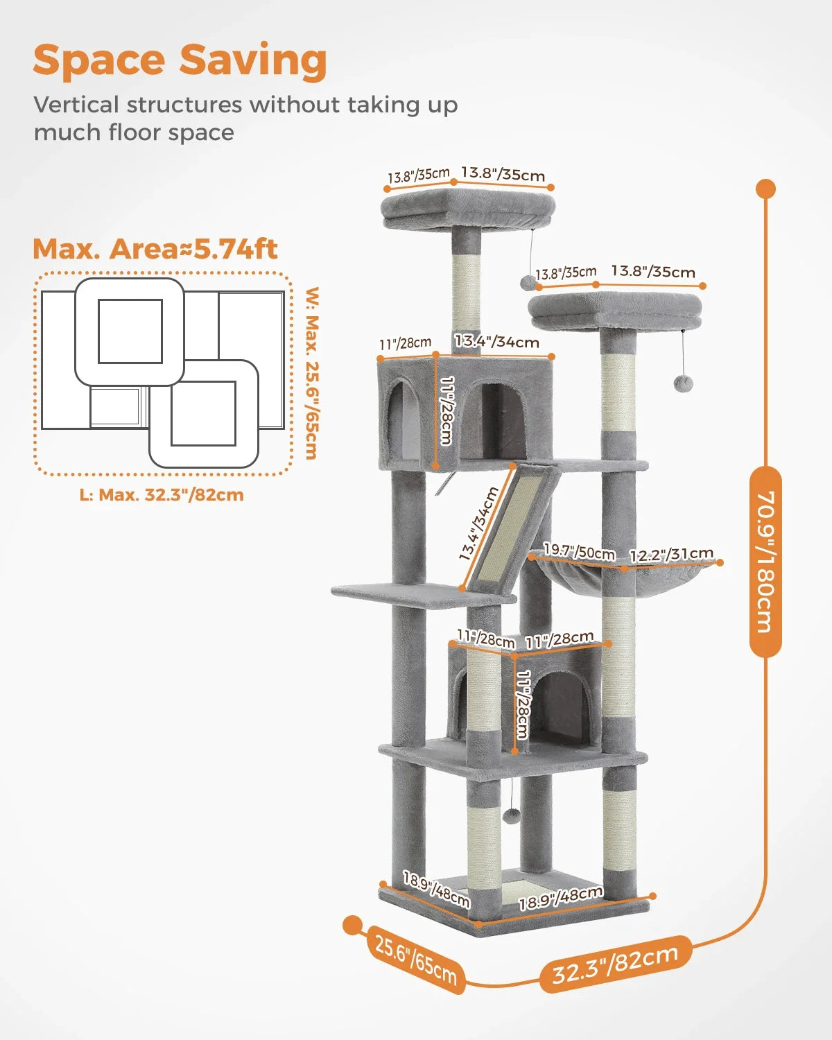CozyPaws Large Cat Tree Tower with Scratching Posts