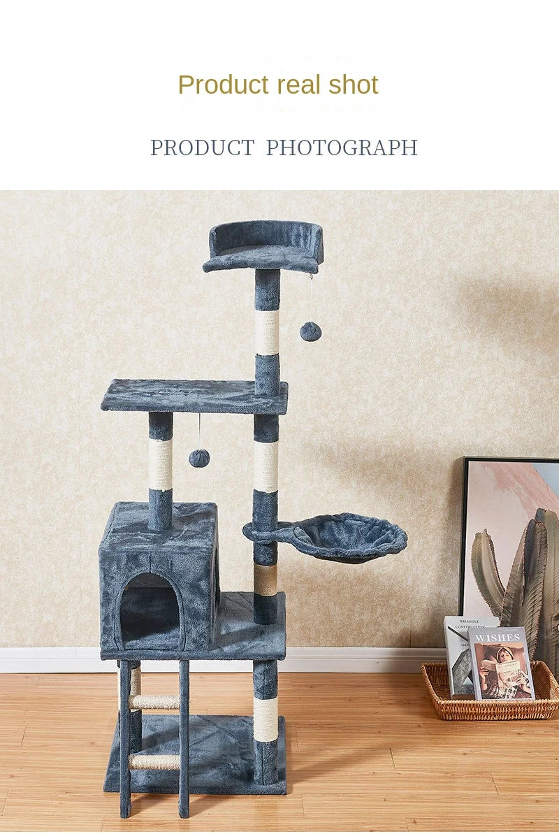 CozyPaws Multi-Layer Cat Tree Tower with Scratching Post and Ladder