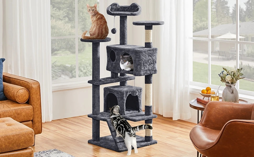 CozyPaws 54" Cat Tree with Condos, Balls & Scratching Posts