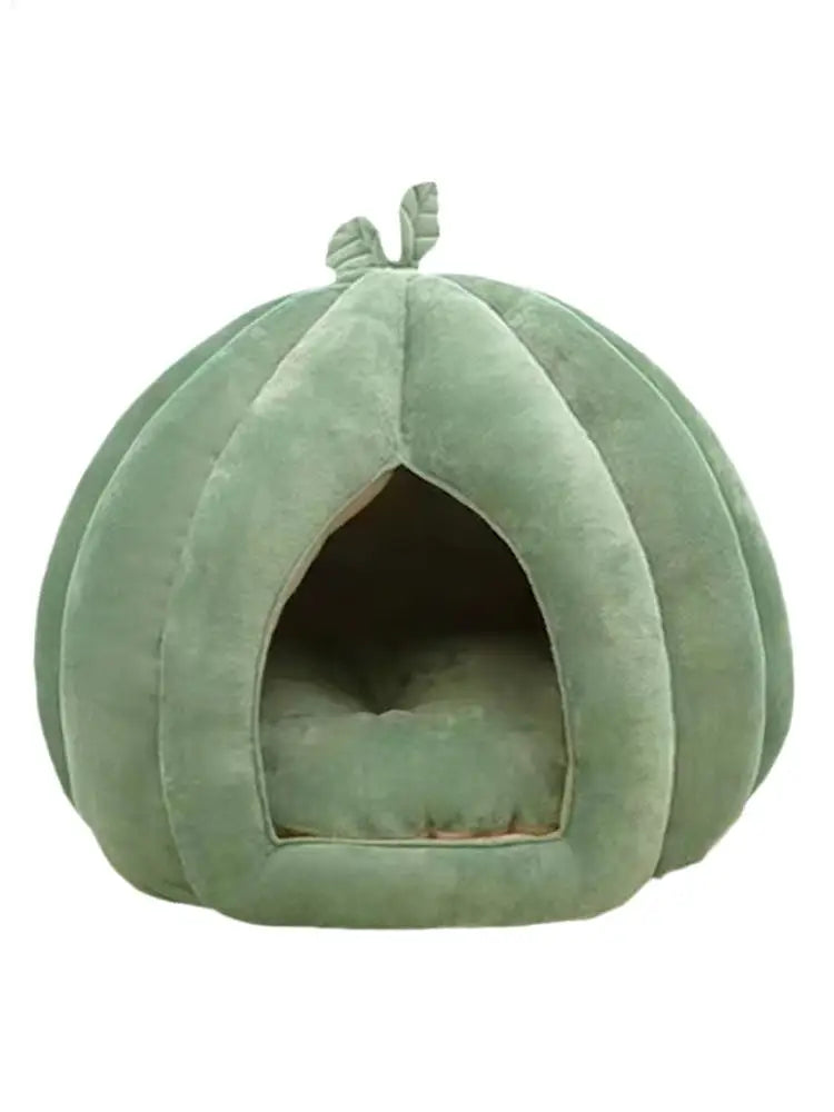 CozyNest Pumpkin Cat Bed for Deep Sleep and Winter Warmth