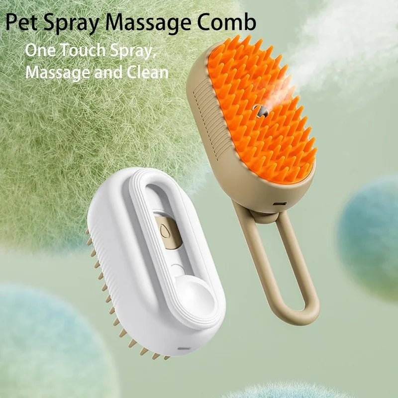 3-in-1 Steamy Pet Grooming BrushTangled and Loose Hair