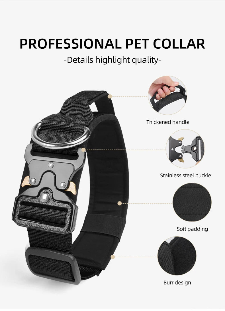 Tactical Dog Collar with Metal Buckle