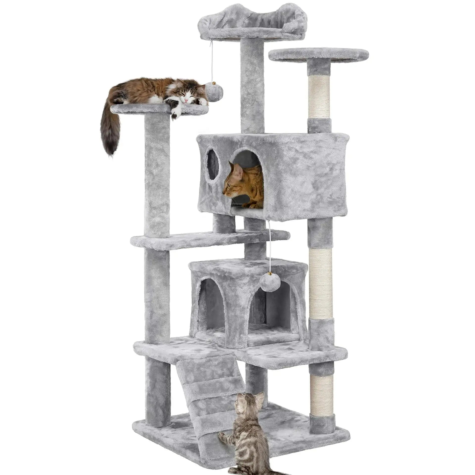 CozyPaws 54" Cat Tree with Condos, Balls & Scratching Posts