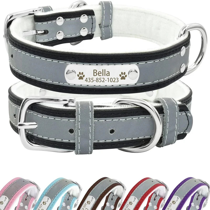 Personalized Reflective Dog Collar with ID Tag