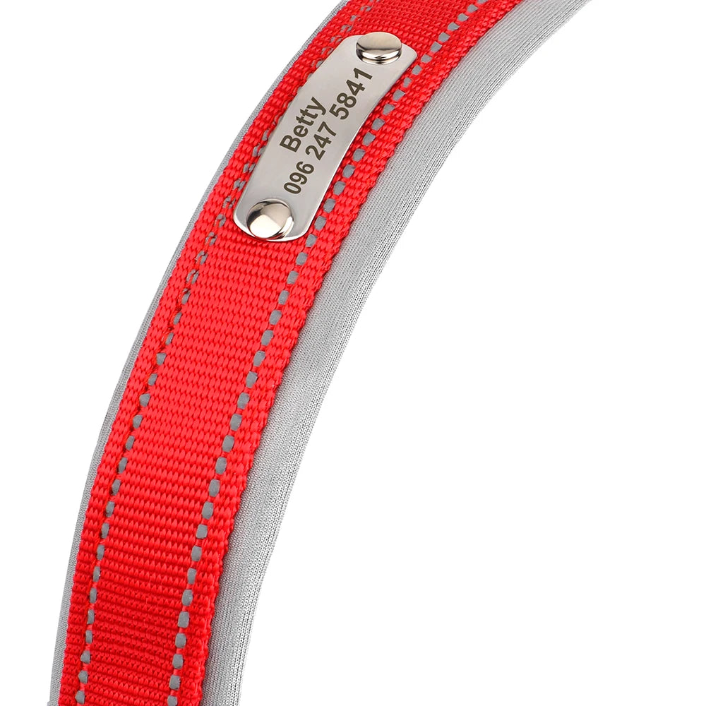 Reflective Personalized Dog Collar with ID Tag