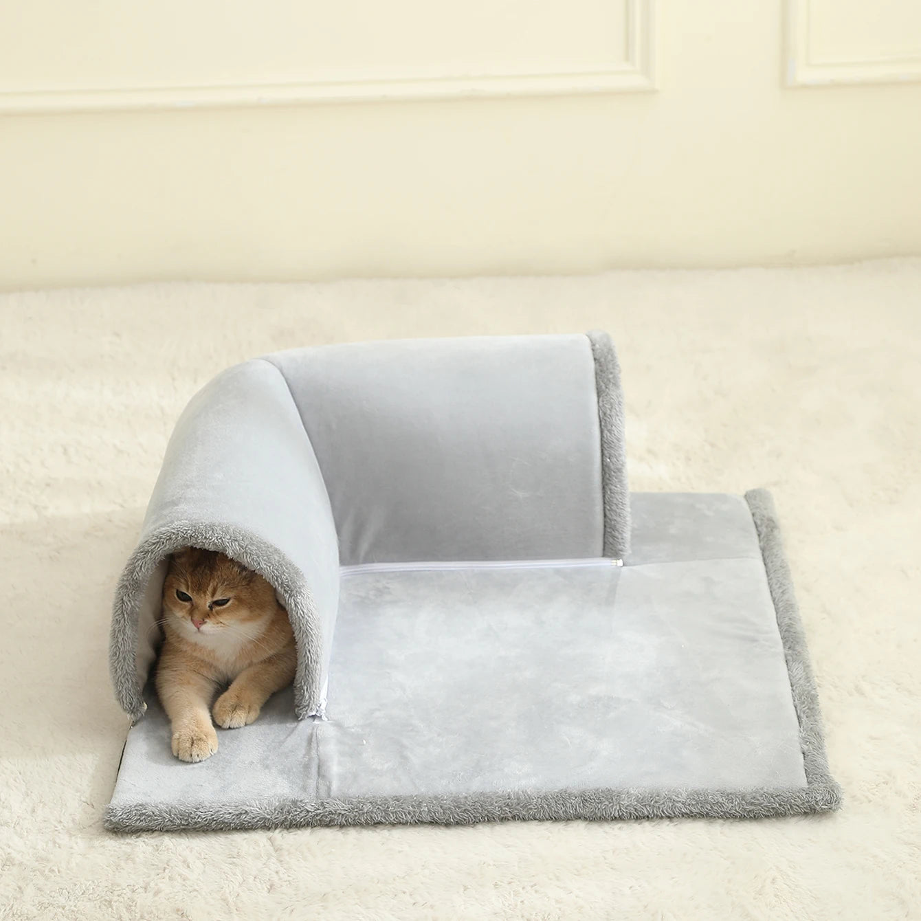 CozyPaws Cat Tunnel Bed with Hanging Balls