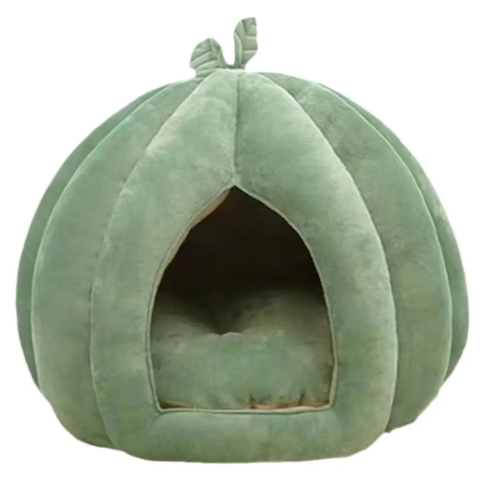 CozyNest Pumpkin Cat Bed for Deep Sleep and Winter Warmth