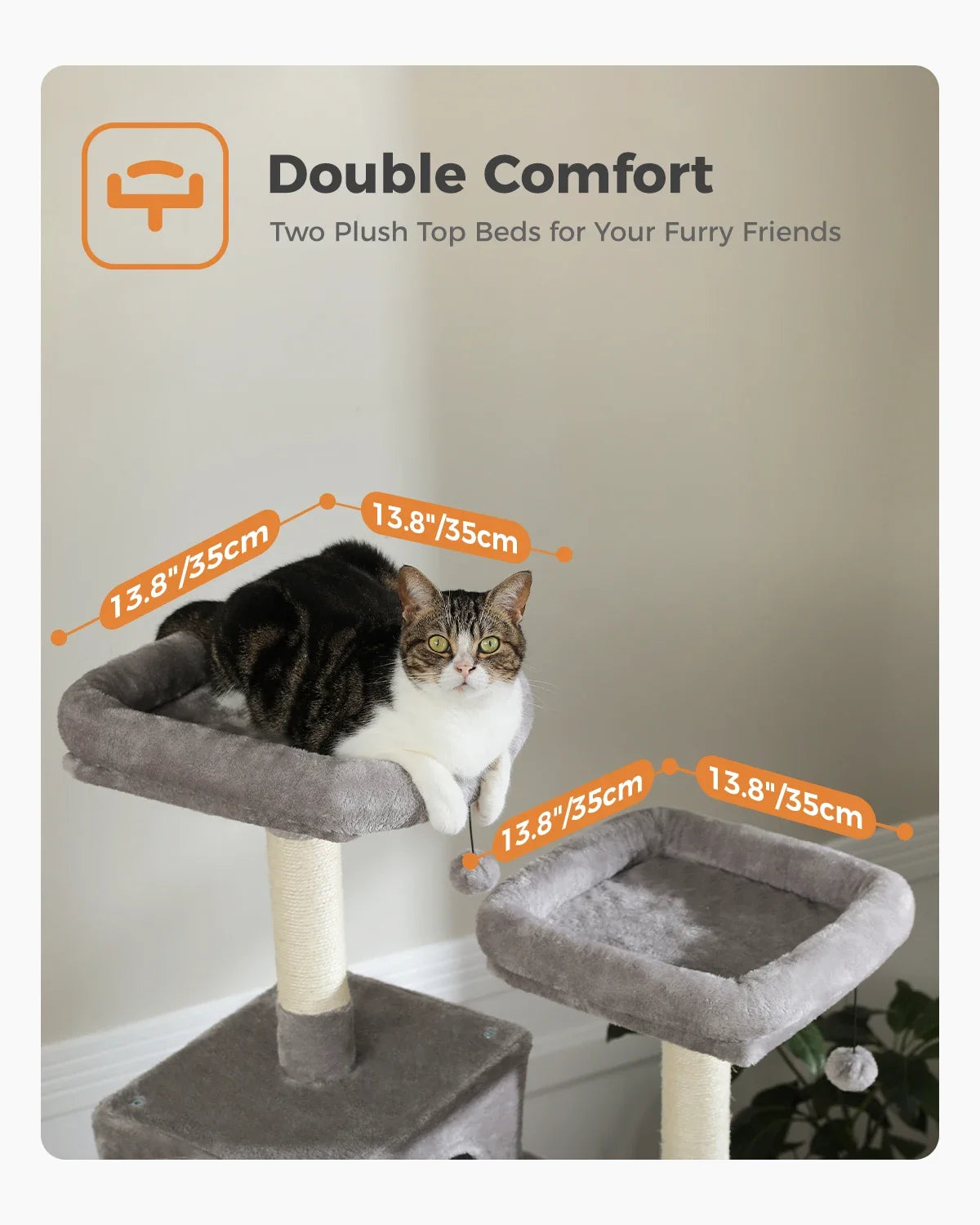 CozyPaws Large Cat Tree Tower with Scratching Posts