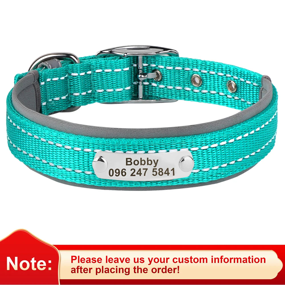 Personalized Nylon Dog Collar with Reflective ID Tag