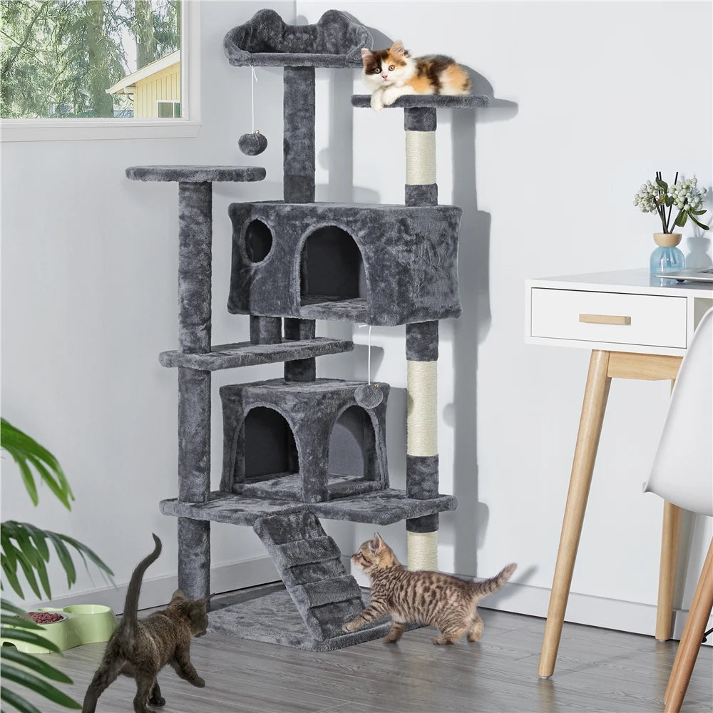 CozyPaws 54" Cat Tree with Condos, Balls & Scratching Posts