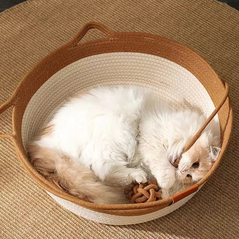 Madden Handwoven Rattan Cat Bed Basket