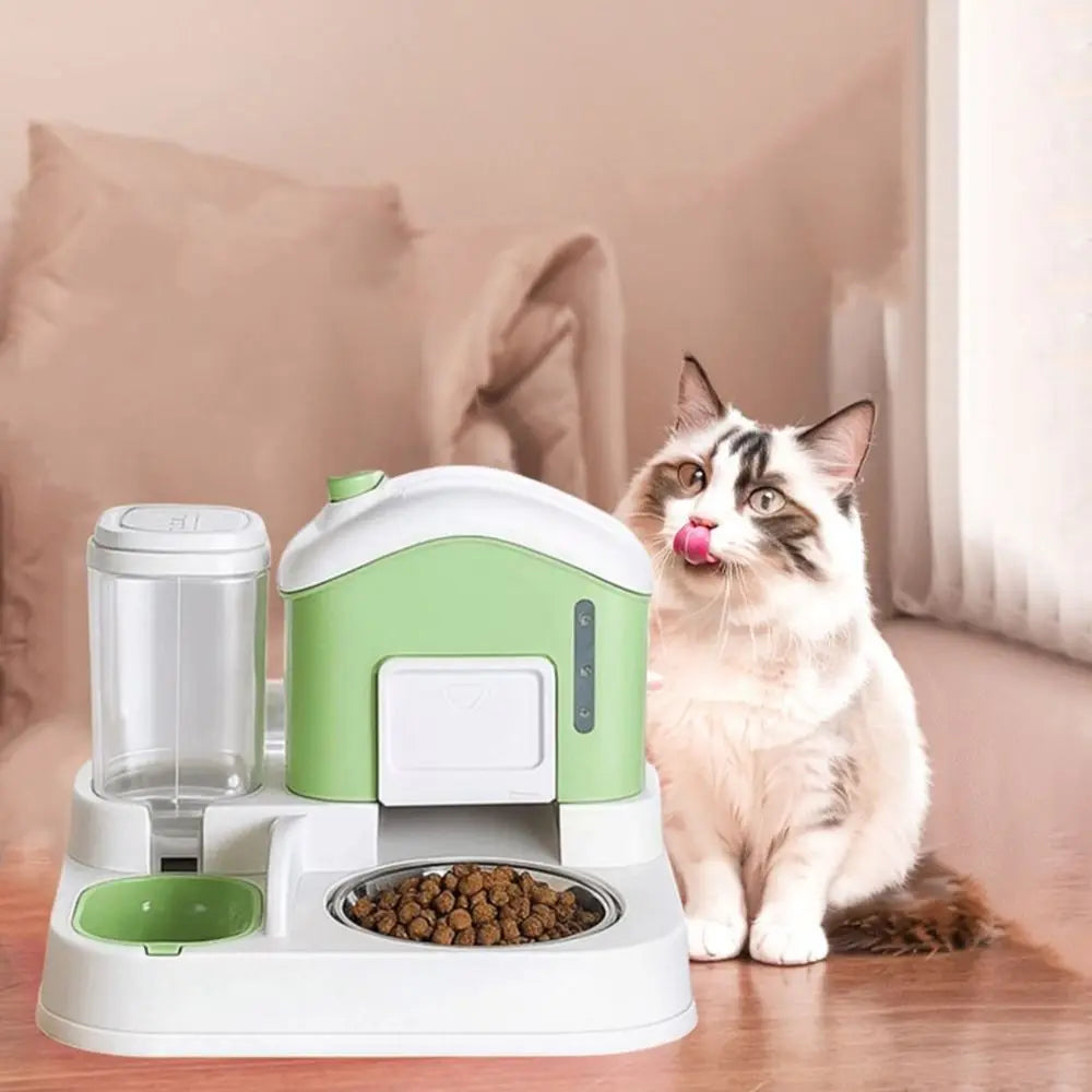 2-in-1 Automatic Cat Water Fountain & Feeder
